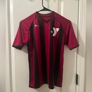 Score Youth Boys Striped Shirt Activewear YMCA Size L Black & Burgundy